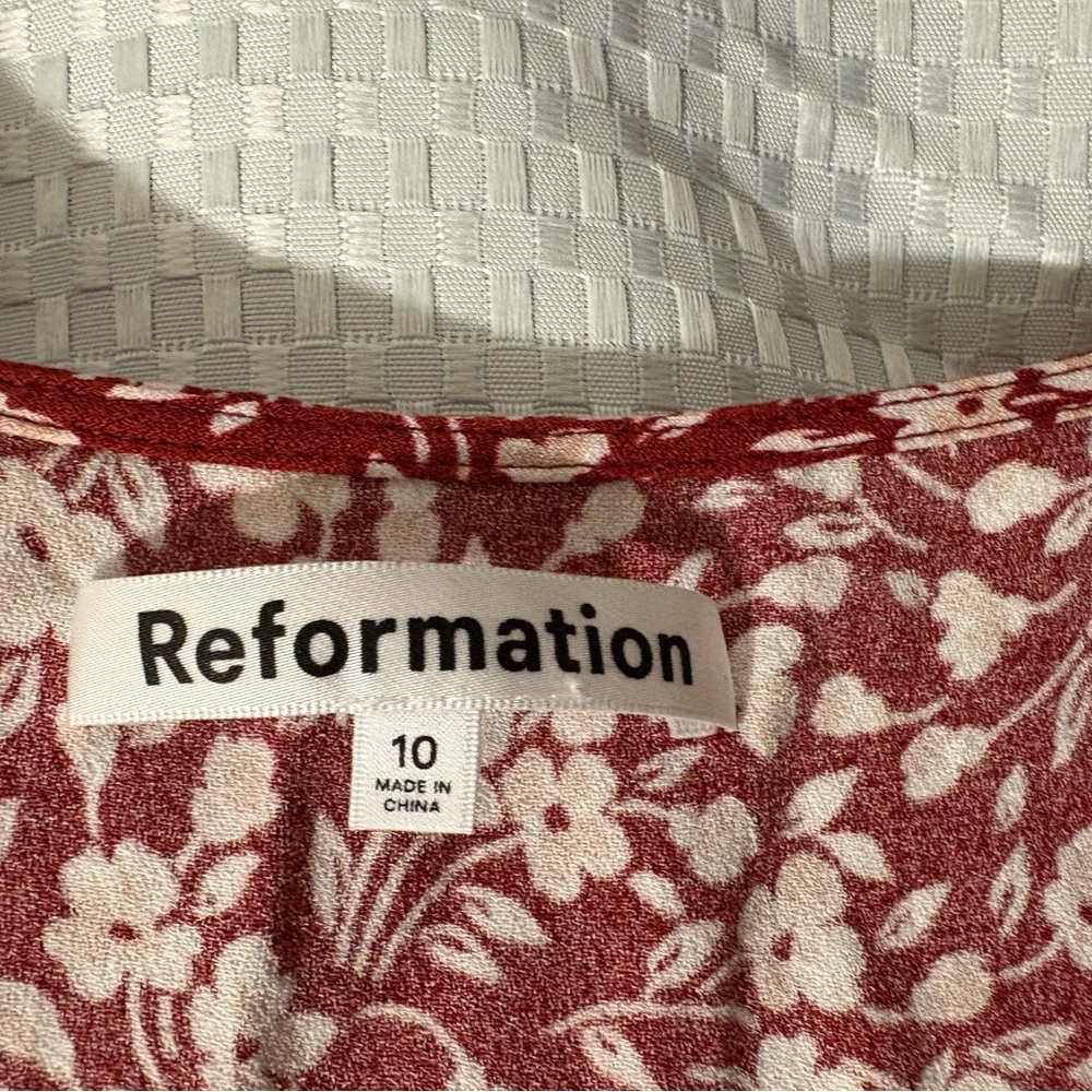 Reformation Burgundy Floral Mini Dress - Picture 6 of 10